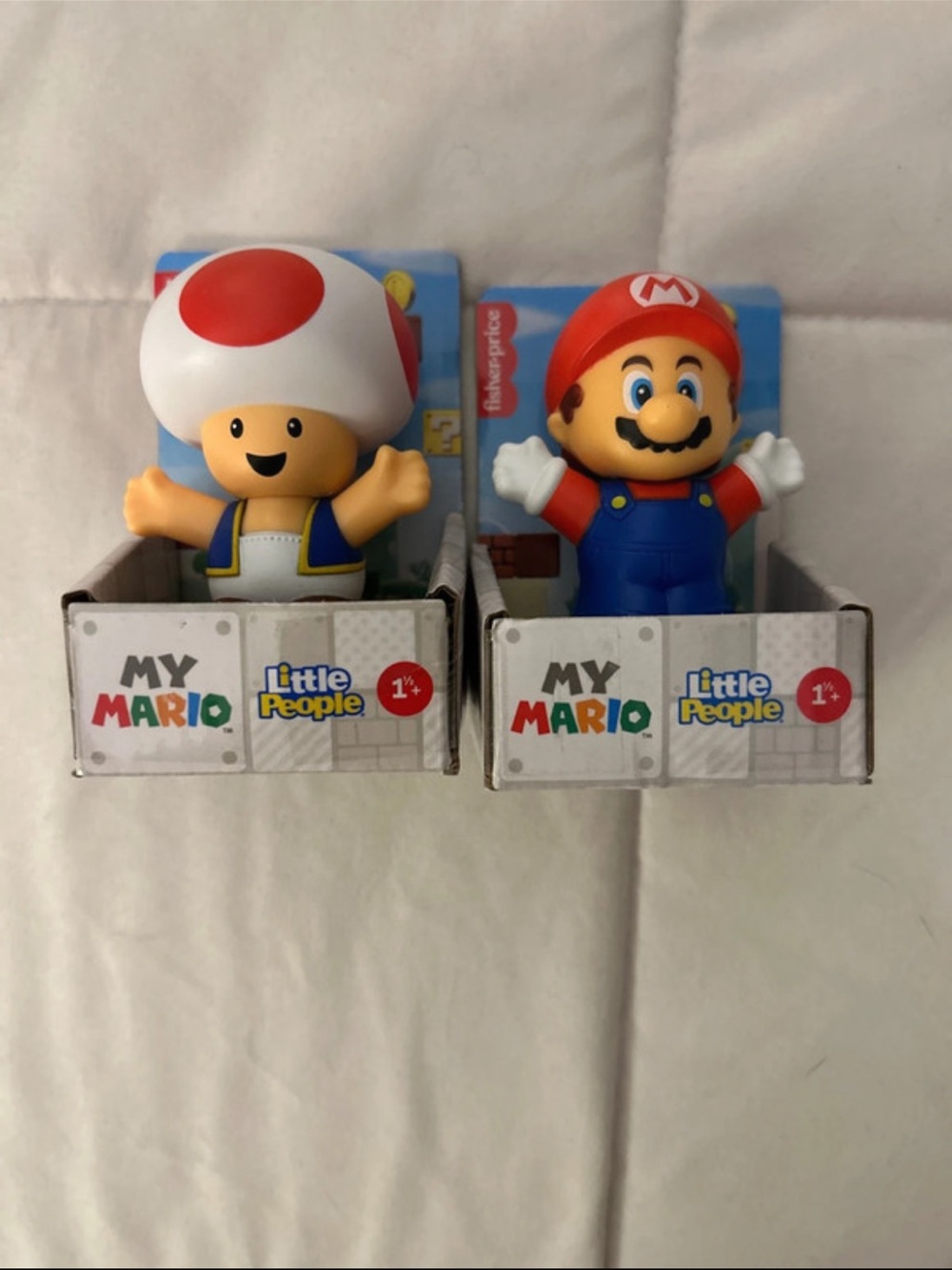 Fisher-Price Little People Mario & Toad Figures - Red, Blue, White, Yellow